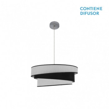 Distribuidor - Lâmpadas Diversas | Colgantes Moderno | COLGANTE HARA 2XE27 CROMO/BLANCO-NEGRO REGX50X50 CM Ref: 179895009